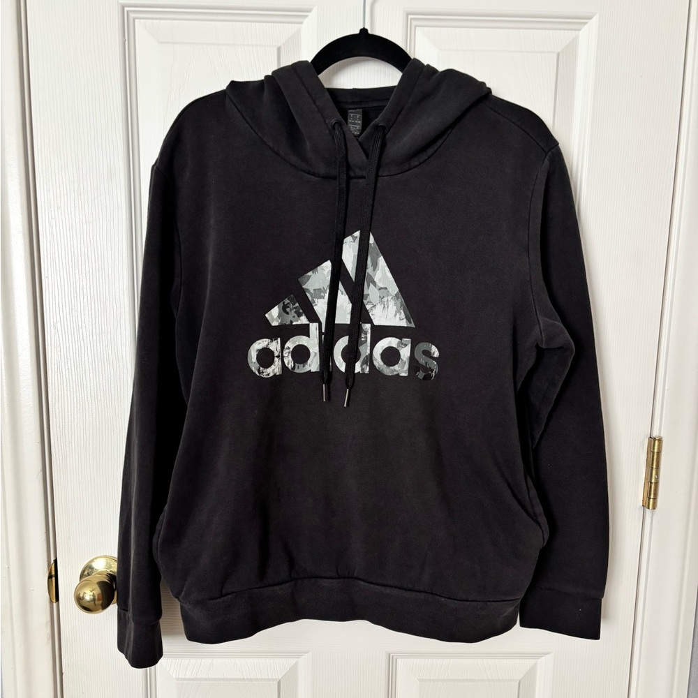 Adidas Black Hoodie with Graphic Logo